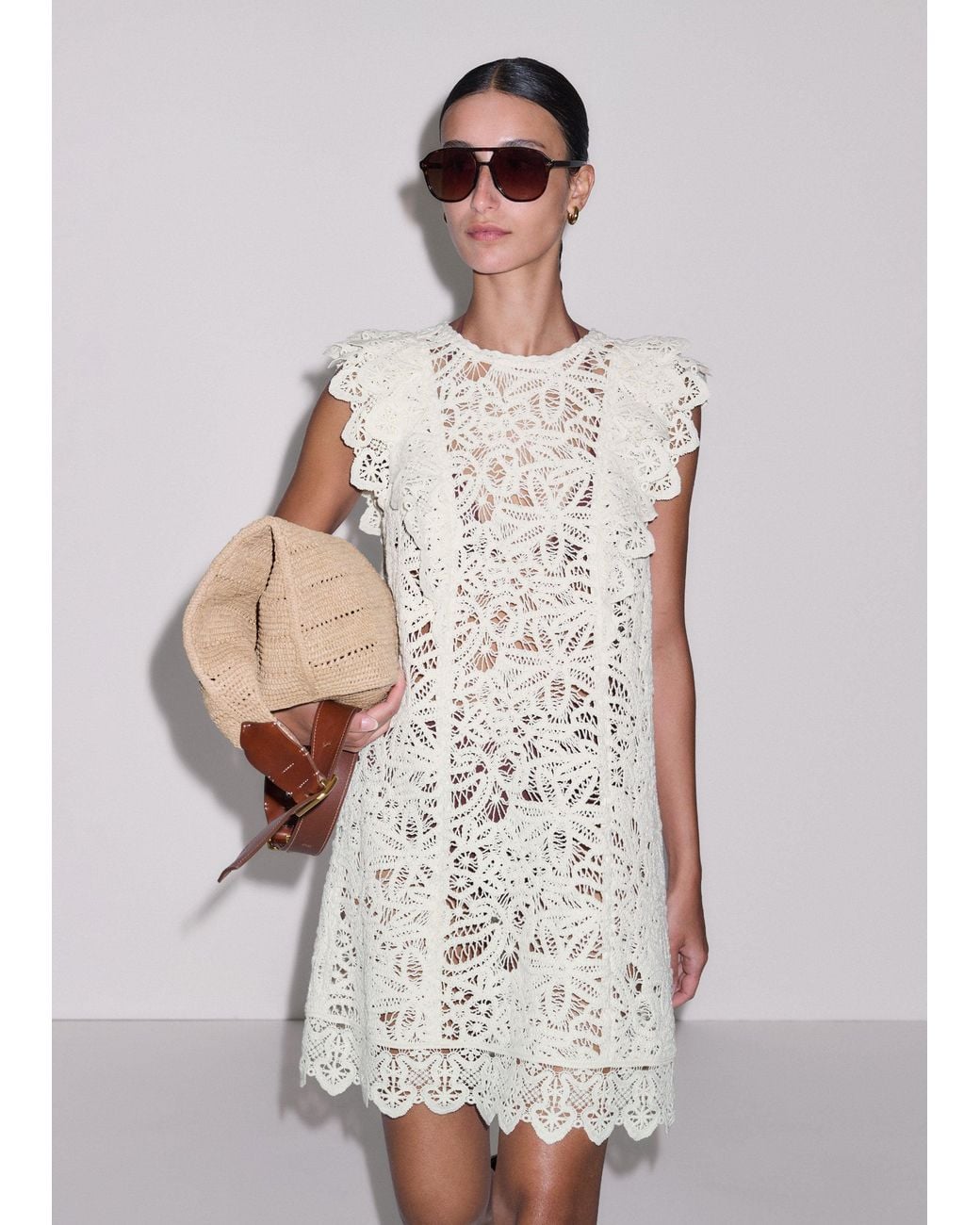ME+EM White Cotton Lace Mini Dress + Slip