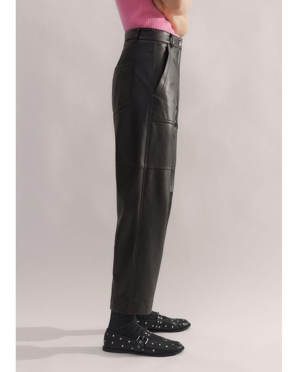 ME+EM Black Engineered-Leg Trouser