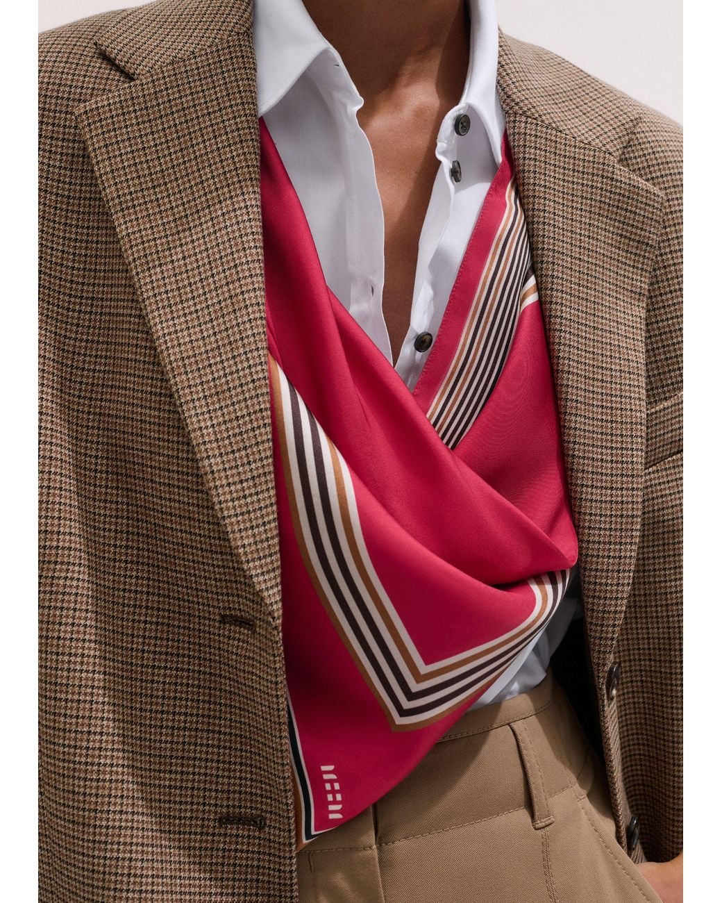 ME+EM Red Multi Border Scarf