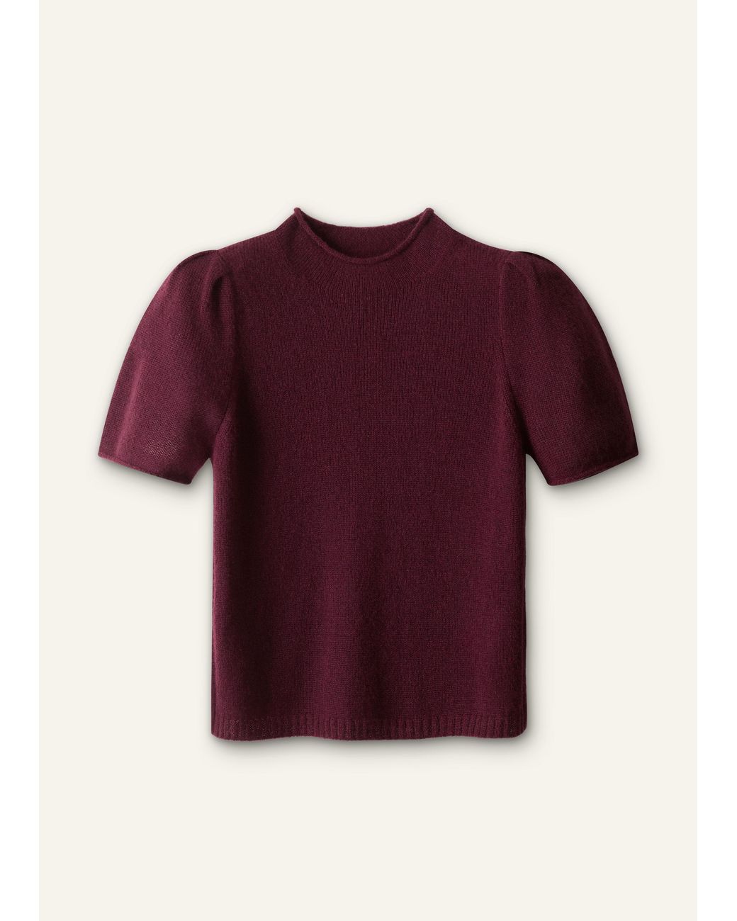 ME+EM Red Merino Cashmere Silk Pouf Sleeve Knit Tee