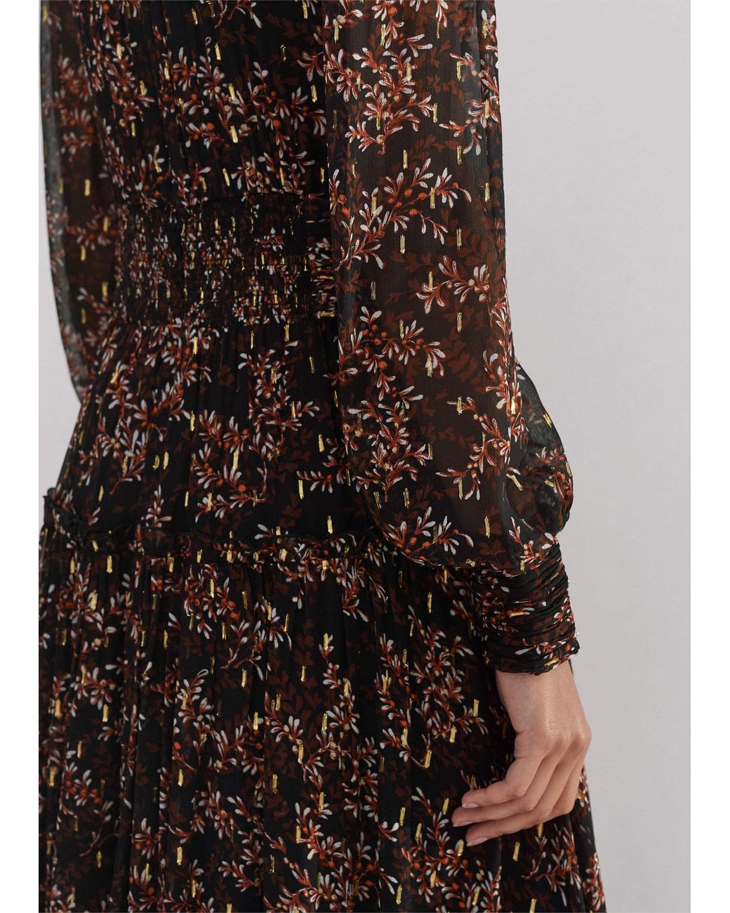 ME+EM Multicolor Shadow Berry Print Metallic Maxi Dress//Multi