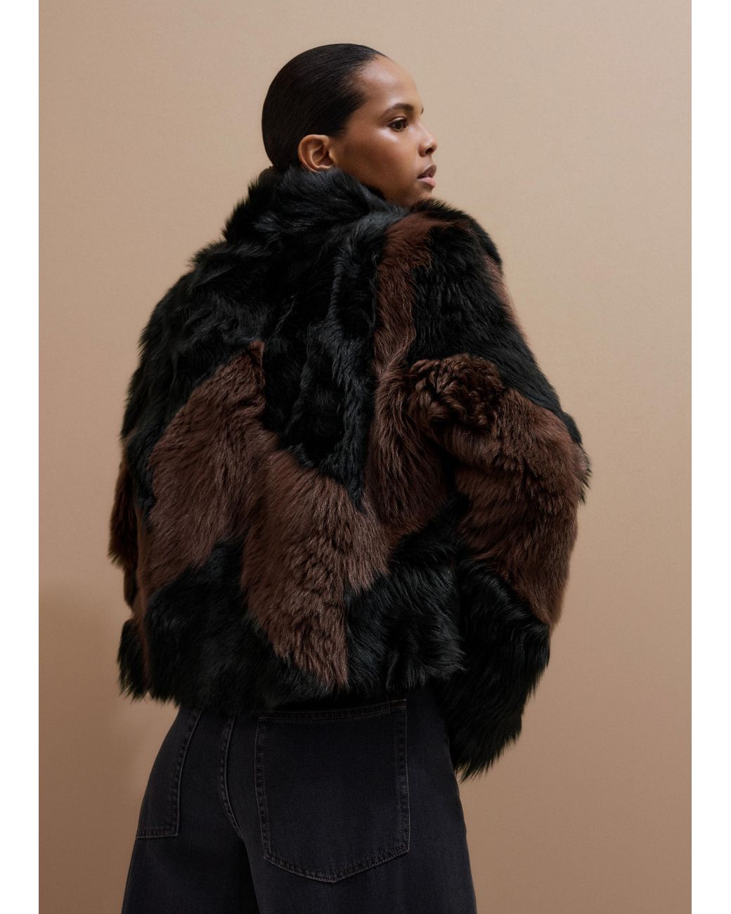 ME+EM Black Statement Patchwork Coat