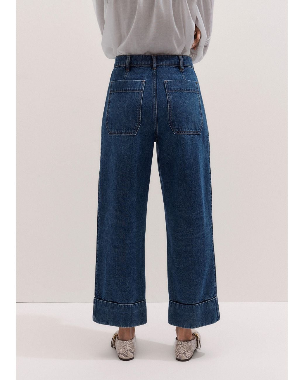 ME+EM Blue Turn-Up Straight Jean
