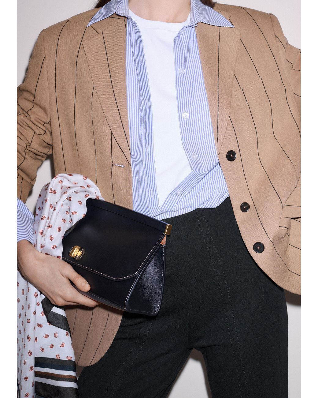 ME+EM Black Travel Tailoring Kick Flare Trouser