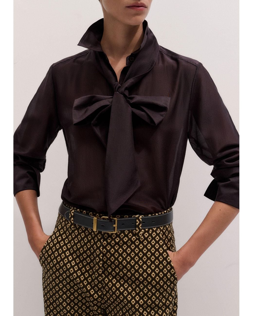 ME+EM Black Silk Cotton Cloud Layering Shirt + Tie