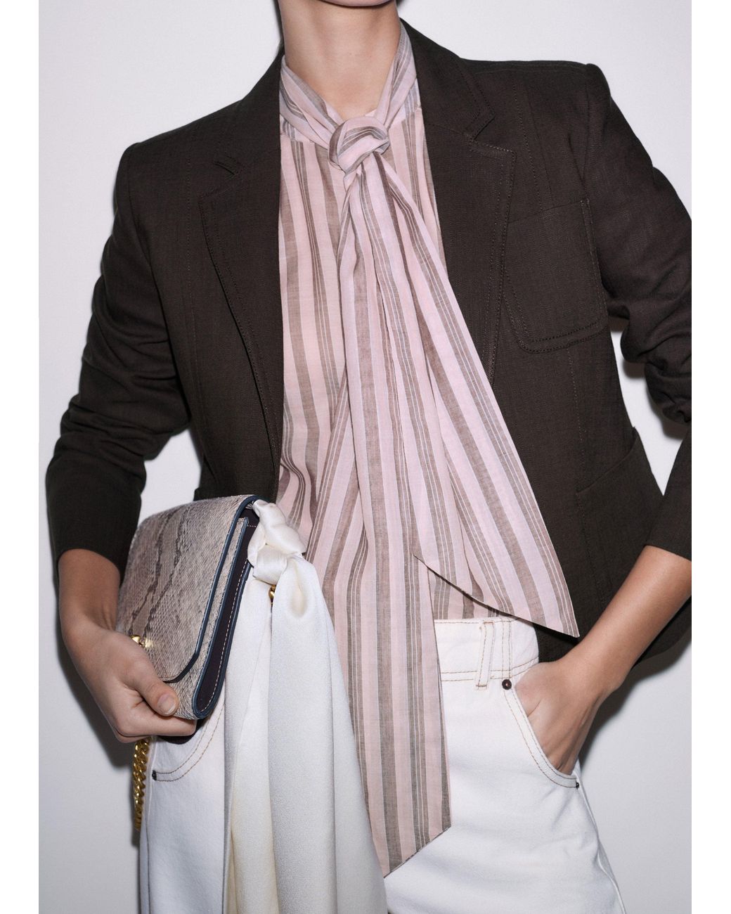 ME+EM Purple Stripe Blouse + Tie