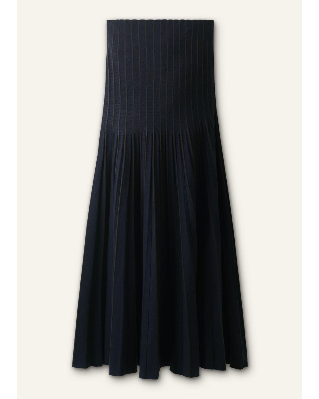 ME+EM Blue Merino Stripe Pleat Knit Maxi Skirt