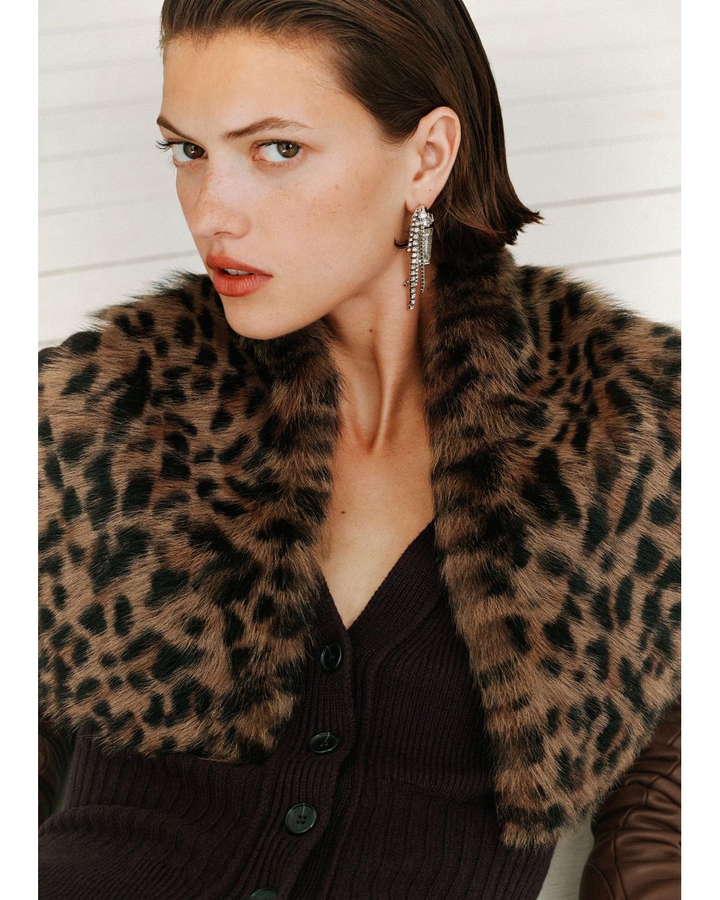 ME+EM Brown Shearling Scarf Tan
