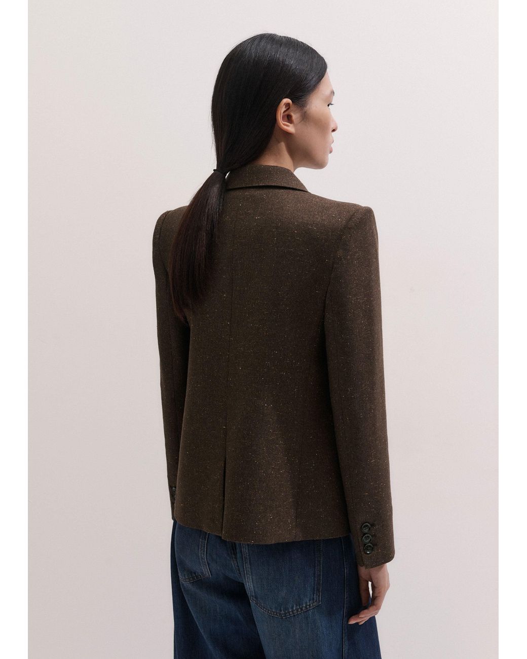 ME+EM Black Short Sharp Shoulder Blazer