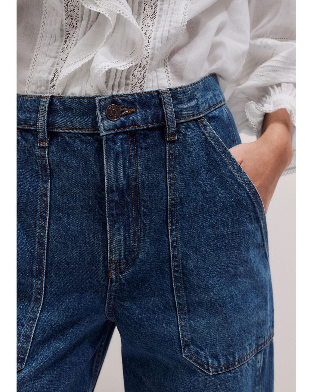 ME+EM Blue Turn-Up Straight Jean