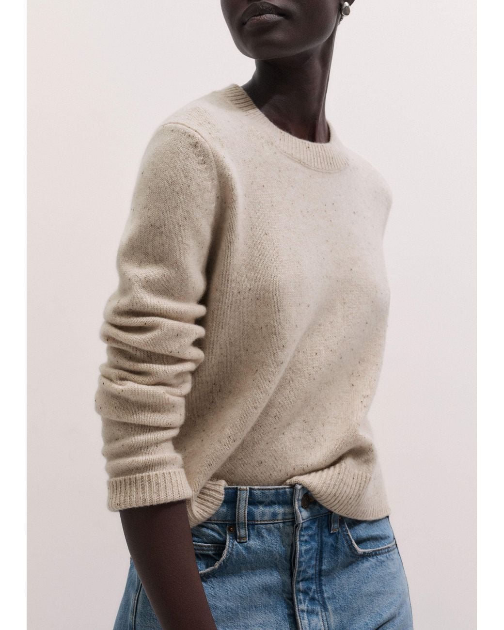 ME+EM Natural Relaxed Crop Sweater