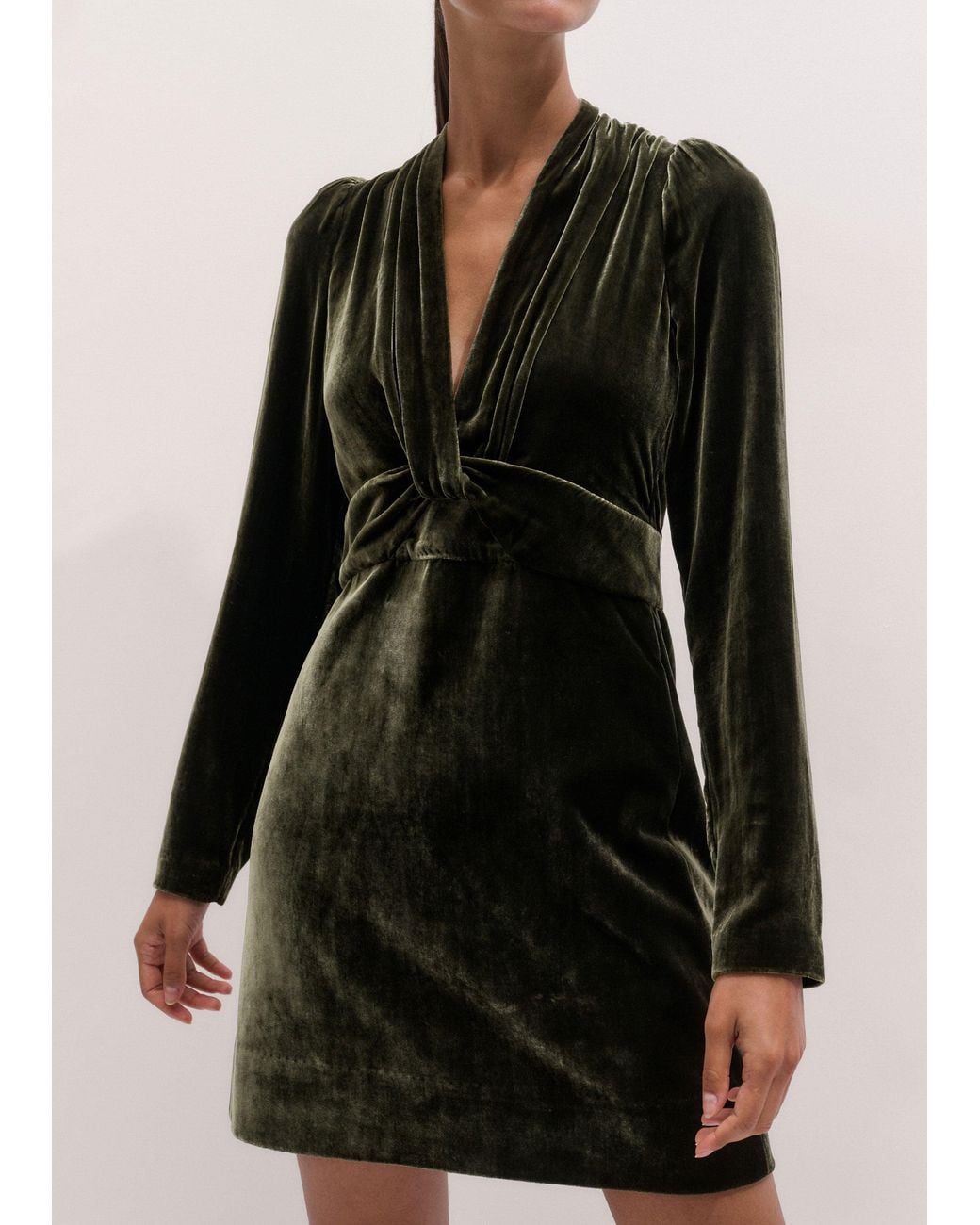 ME+EM Natural Silk Blend Velvet Twist Detail Mini Dress