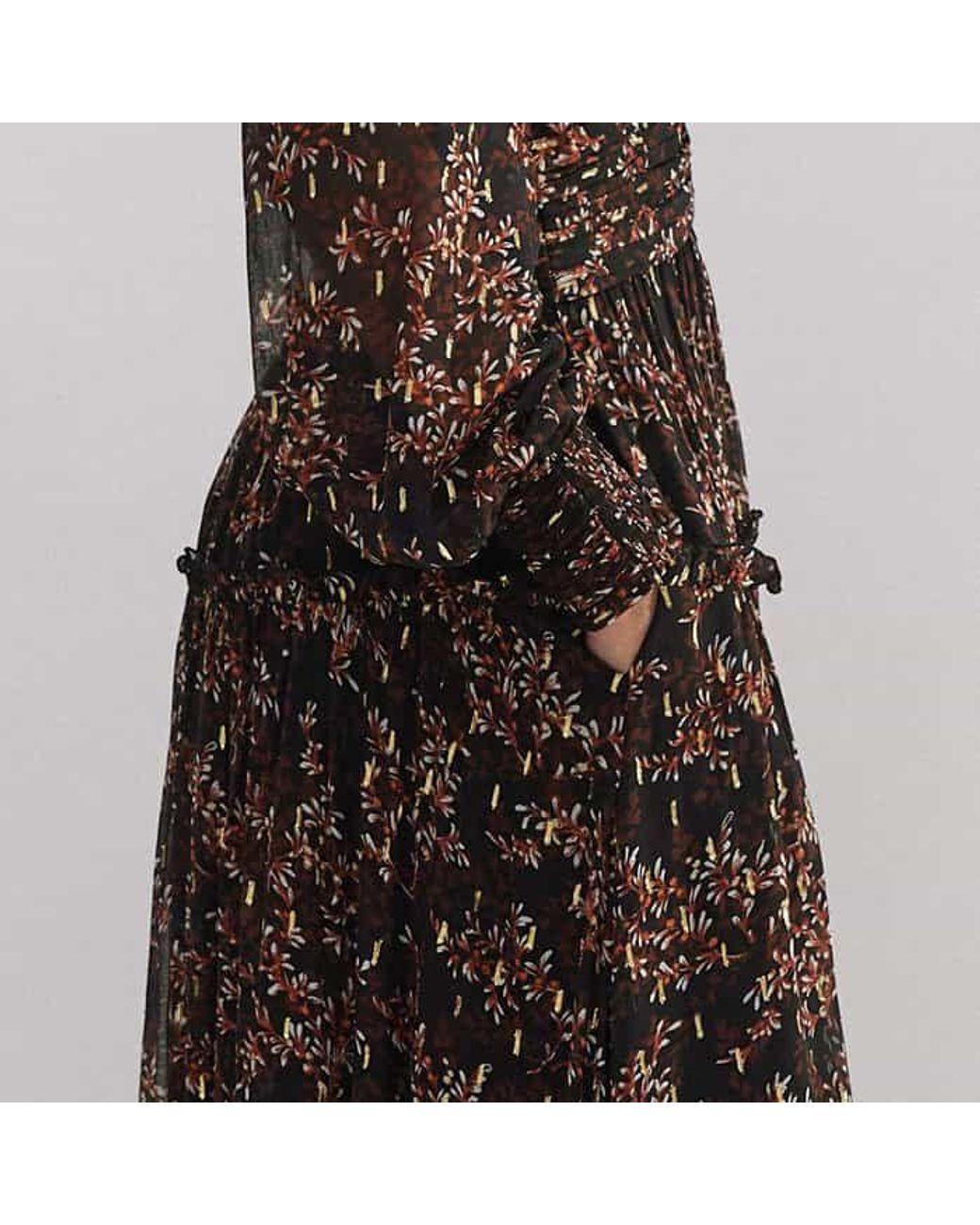 ME+EM Multicolor Shadow Berry Print Metallic Maxi Dress//Multi