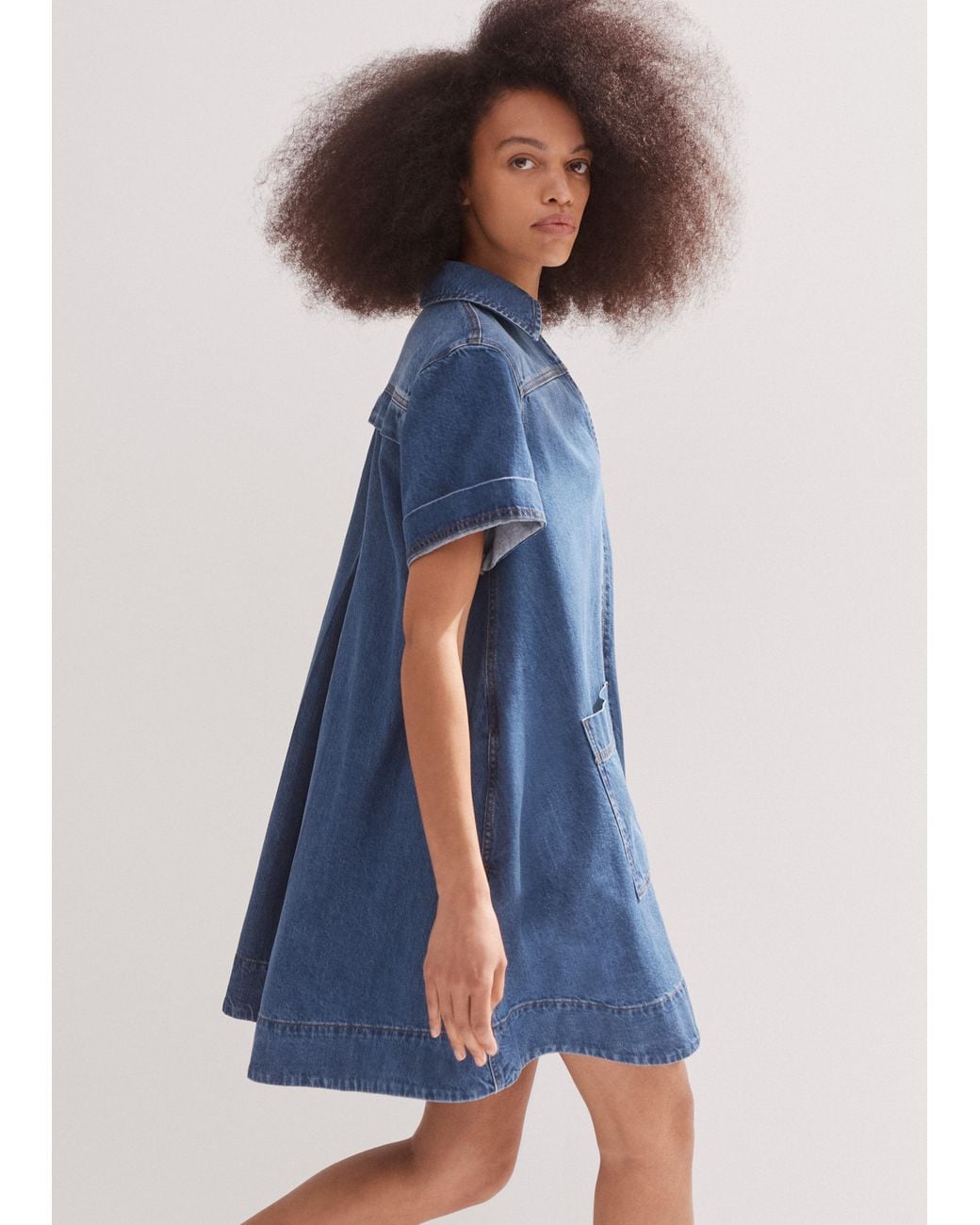 me em denim dress ME+EM Stripe Denim Mini Dress
