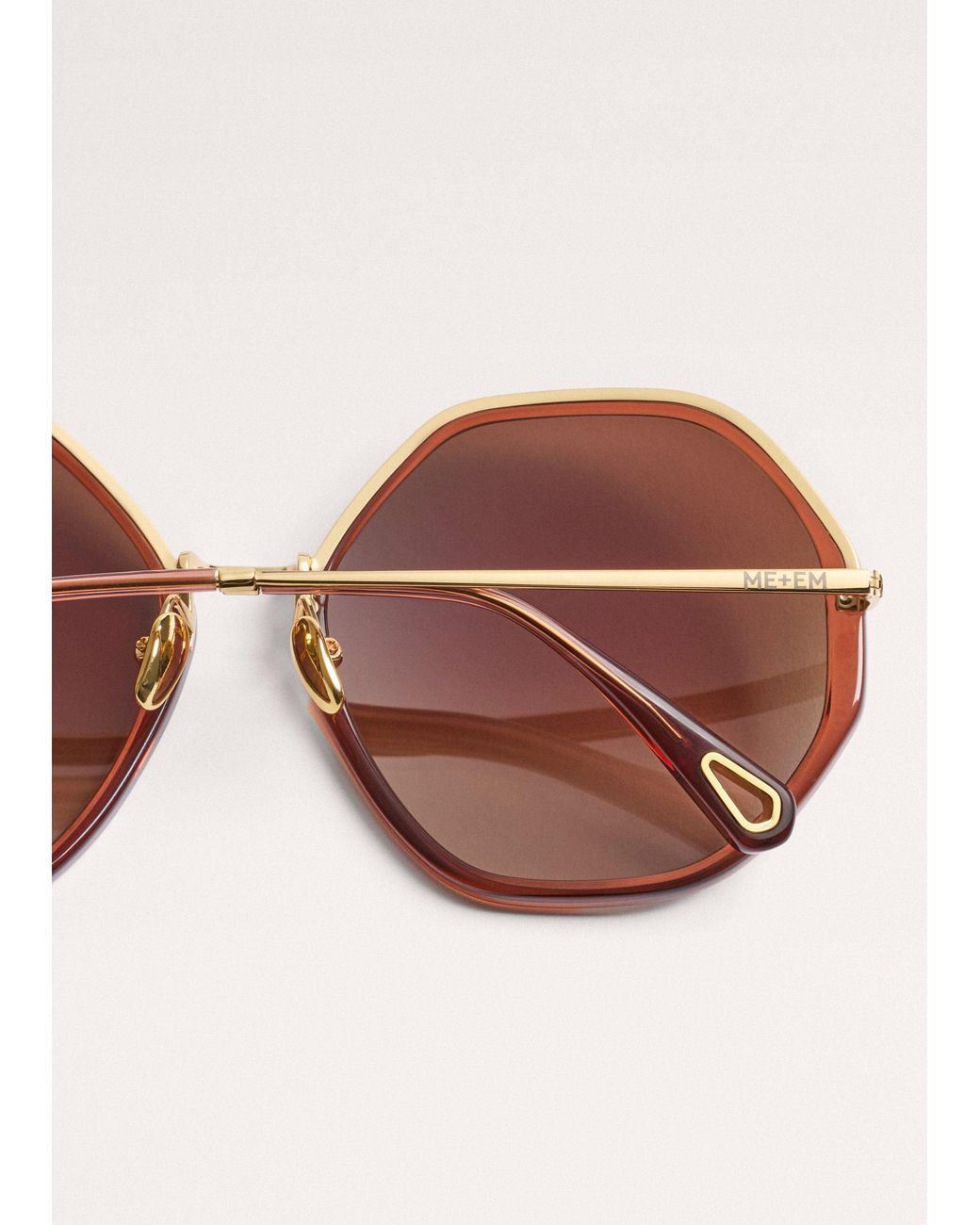 ME+EM Brown Heptagonal Frame Sunglasses