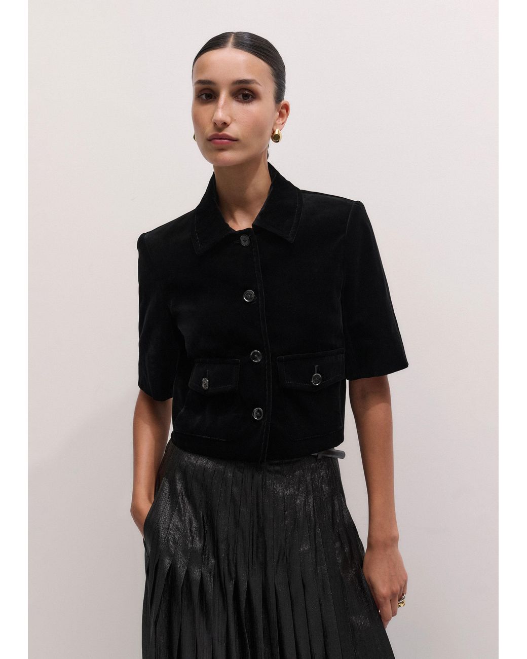 ME+EM Black Cropped Evening Jacket