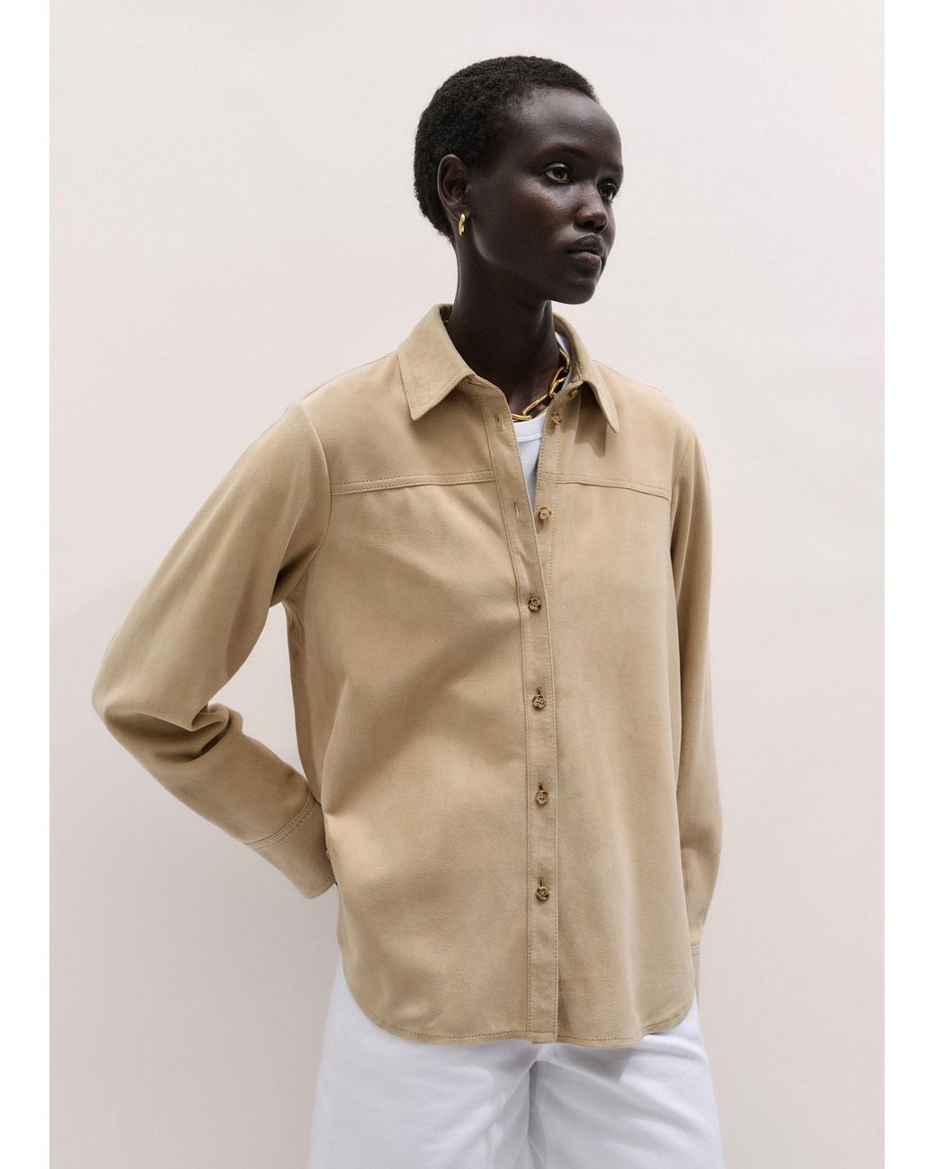 ME+EM Multicolor Luxe Suede Straight Shirt