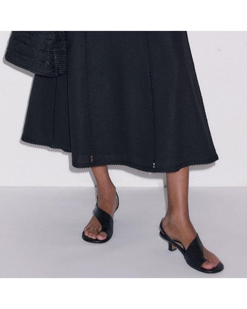 ME+EM Blue Crease-Less Embroidery Stitch Detail Maxi Dress