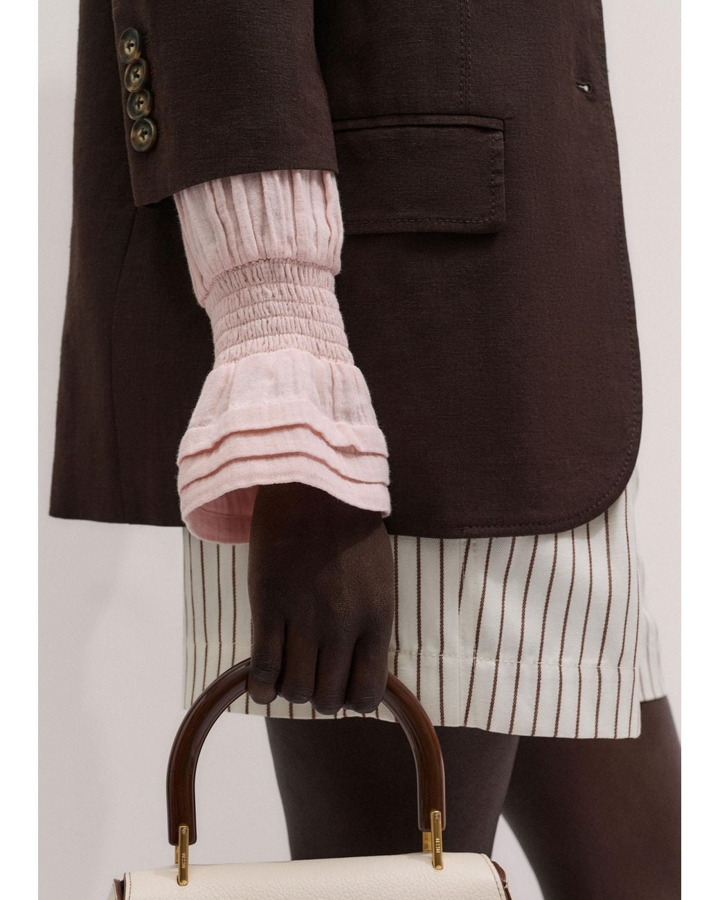 ME+EM Pink Cheesecloth Pleat Detail Blouse