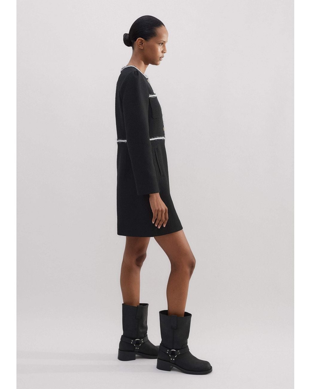 ME+EM Tweed Fit And Flare Mini Dress in Black | Lyst UK