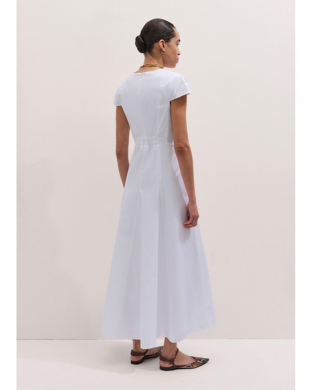ME+EM Gray V-Neck Fit And Flare Maxi Dress