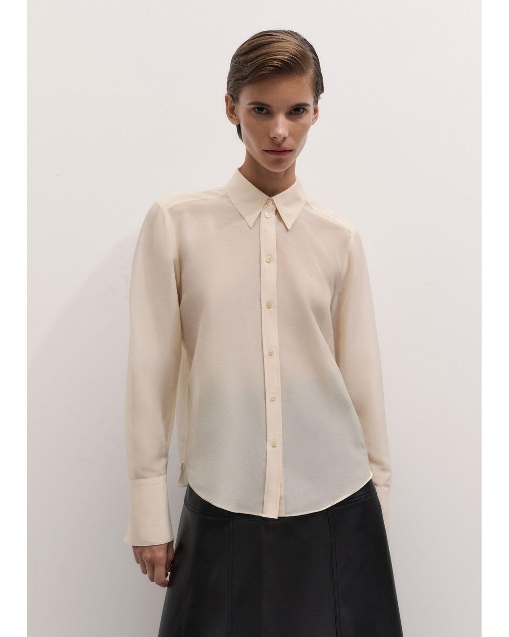 ME+EM Natural Silk Cotton Cloud Layering Shirt + Tie