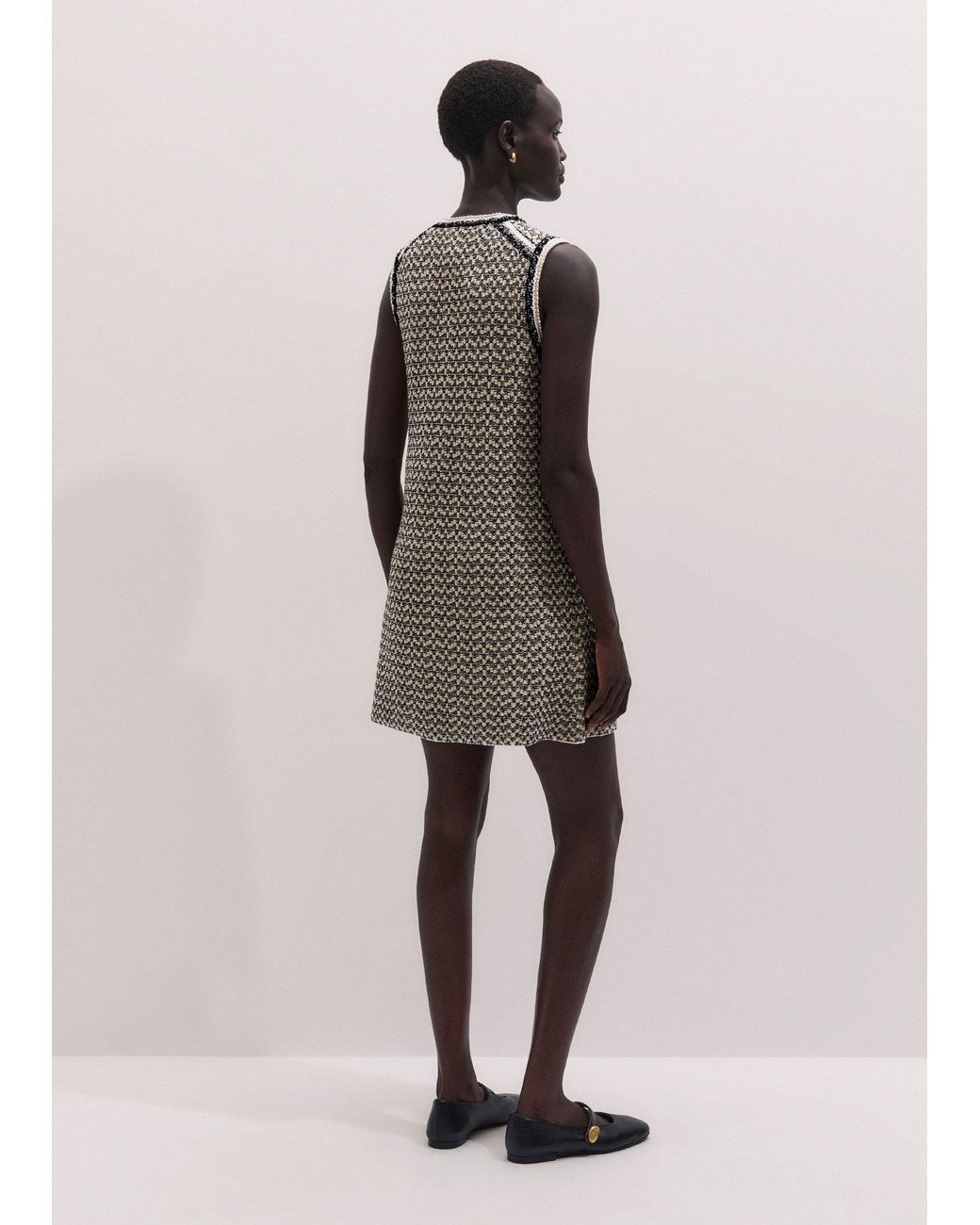 ME+EM Multicolor Metallic Tweed A-Line Knit Mini Dress