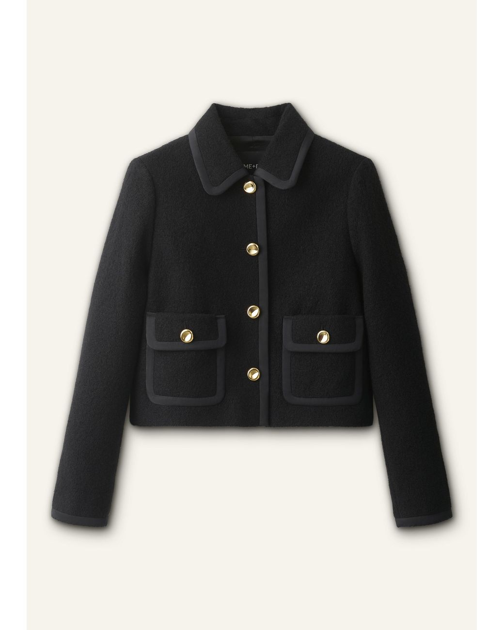 ME+EM Black Straight Cropped Bound Jacket