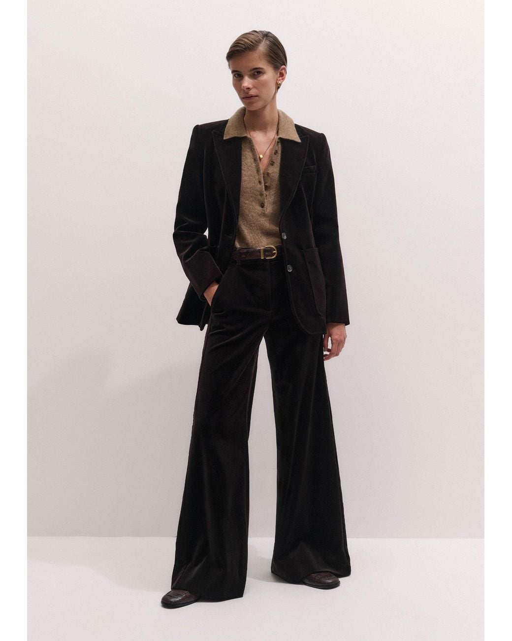 ME+EM Brown Wide Leg Trouser