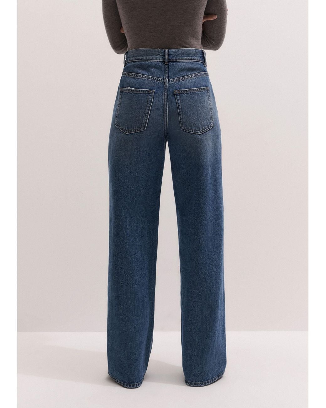 ME+EM Blue Ultra High Waist Straight Leg Jean