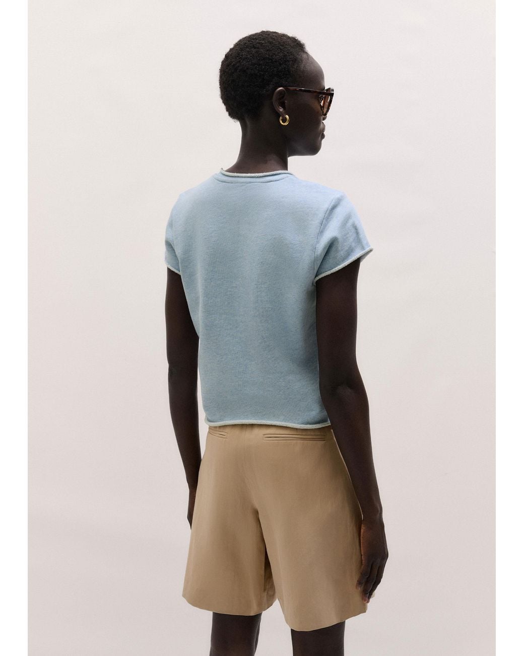 ME+EM Blue Baby Tee Lightweight Sweatshirt