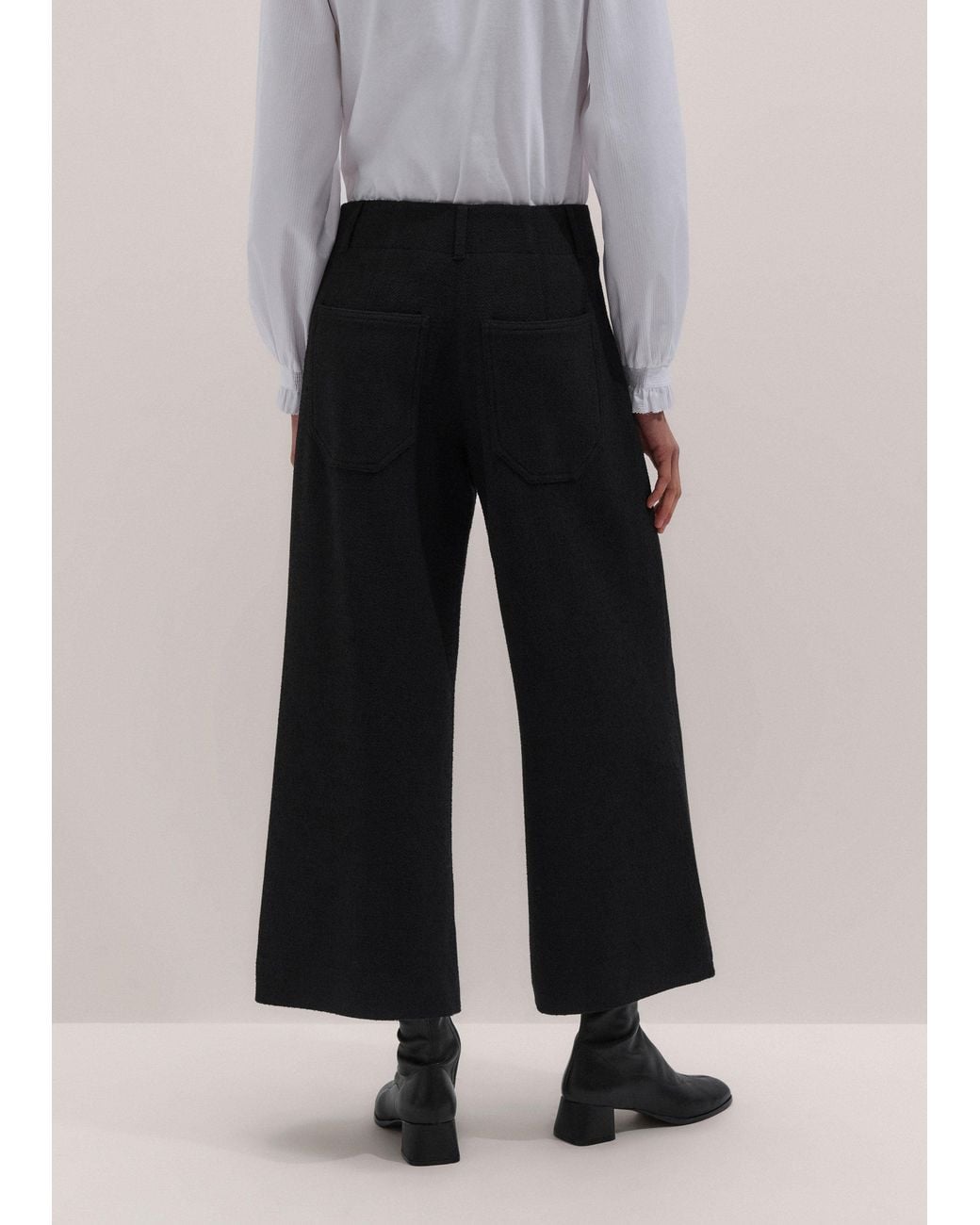 ME+EM Black Super Wide Crop Trouser