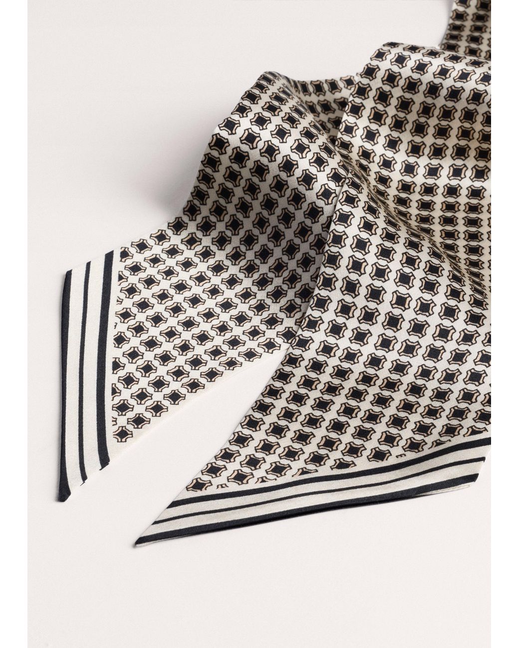ME+EM White Tubular Squared Geo Print Scarf Cream