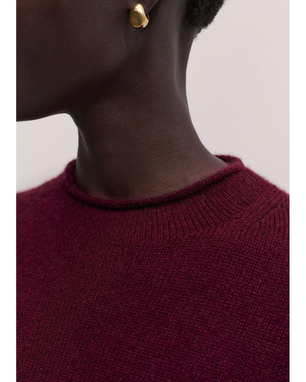 ME+EM Red Merino Cashmere Silk High Neck Straight Jumper