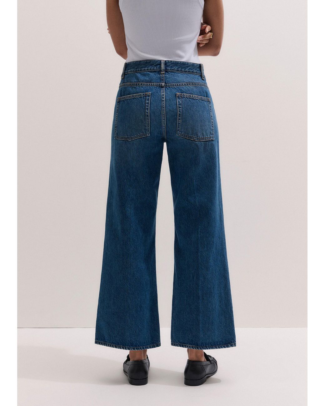 ME+EM Blue Cropped Kick Flare Jean