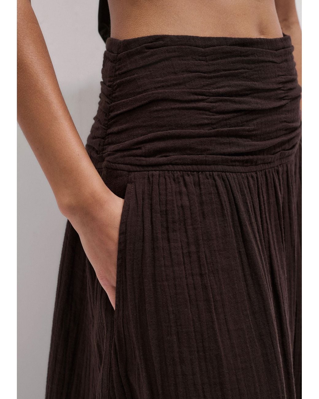 ME+EM Black Cheesecloth Maxi Skirt