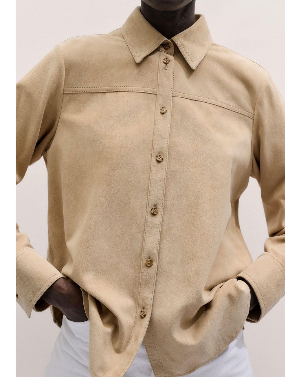ME+EM Multicolor Luxe Suede Straight Shirt