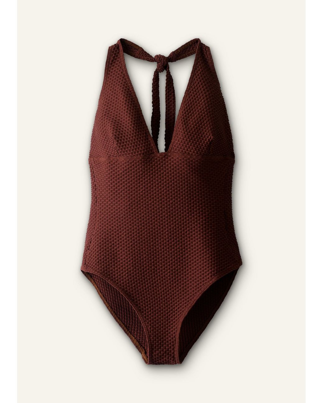 ME+EM Blue Compact Texture Halterneck Swimsuit