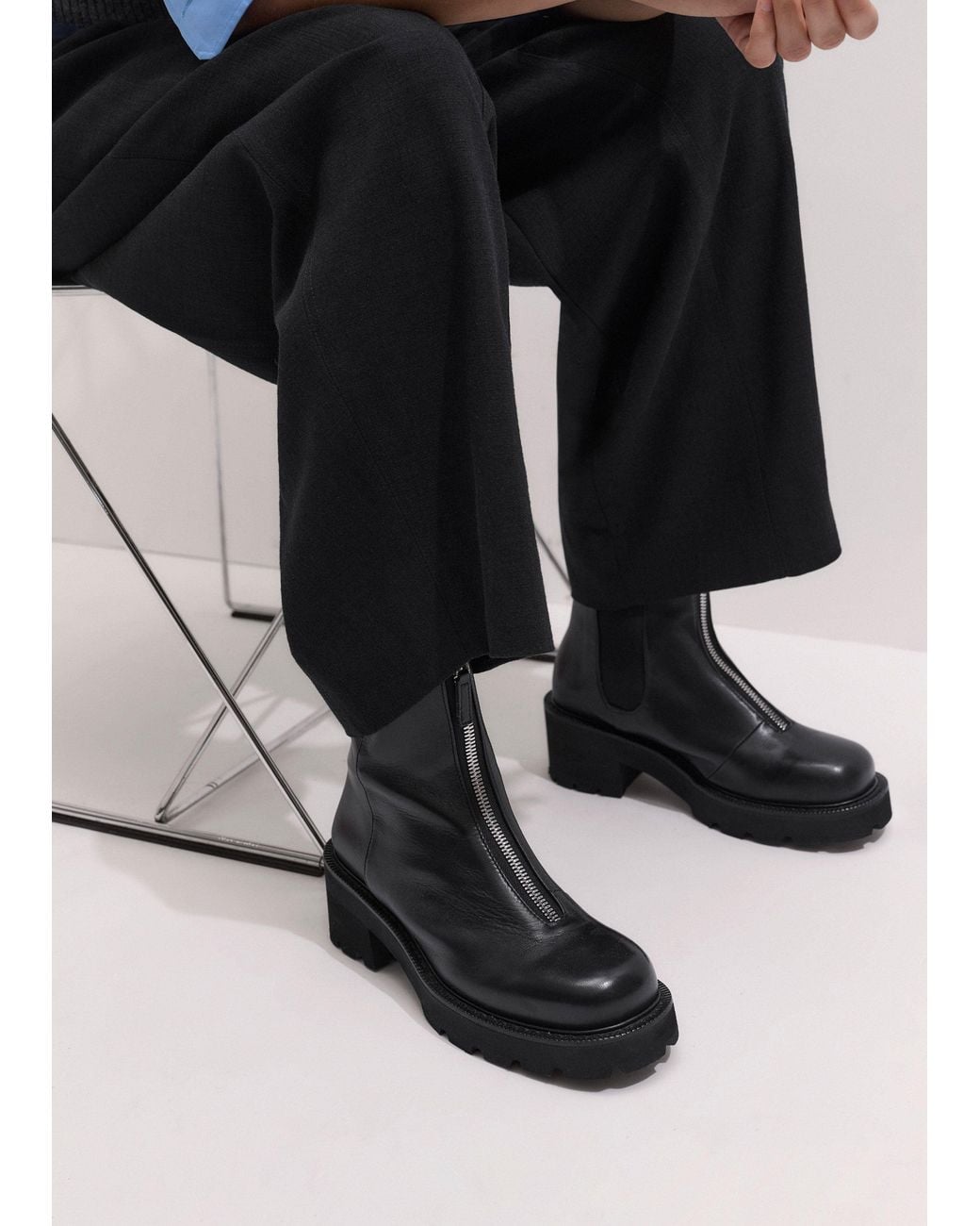 ME+EM Black Zip Front Boot