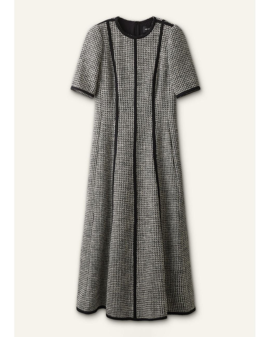 ME+EM Gray Panelled Fit And Flare Maxi Dress-Light Cream