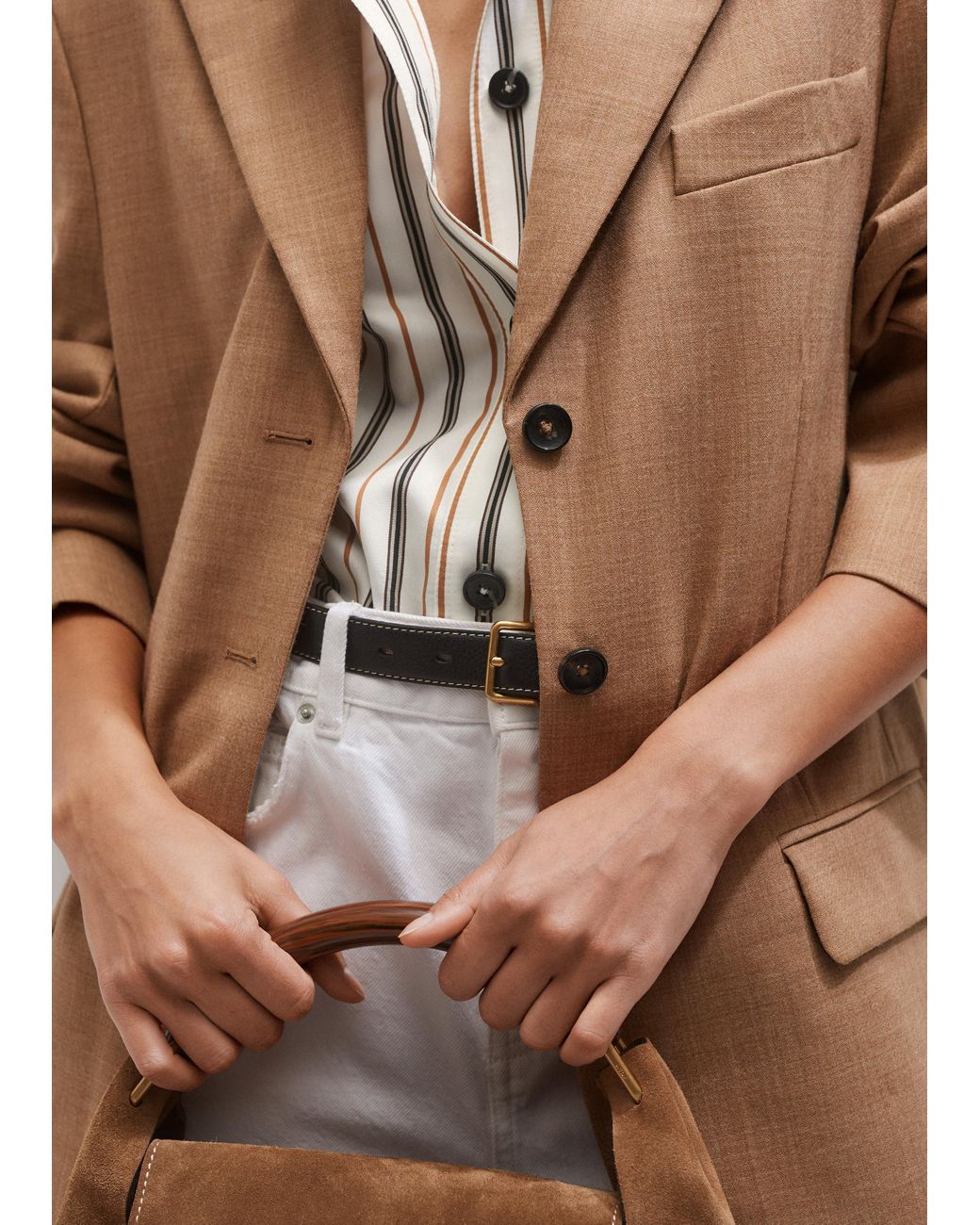 ME+EM Multicolor Fluid Crop Overshirt/Tobacco