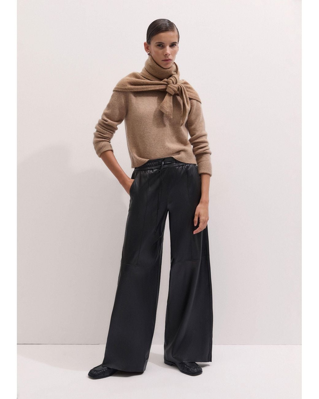 ME+EM Black Wide Leg Track Pant