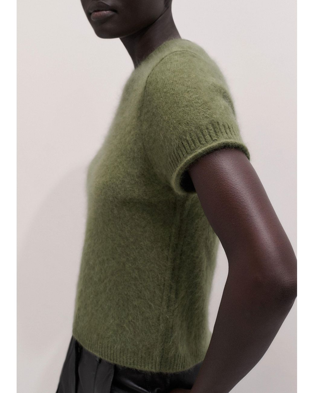 ME+EM Green Brushed Wool Shrunken Baby Tee