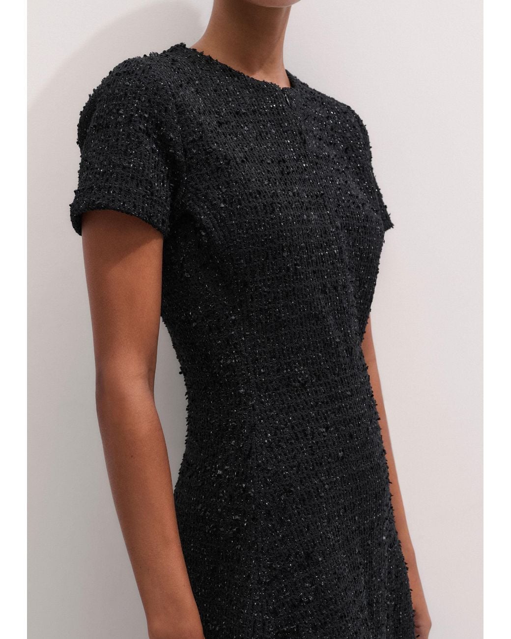 ME+EM Black Lurex Boucle Jersey Midi Dress