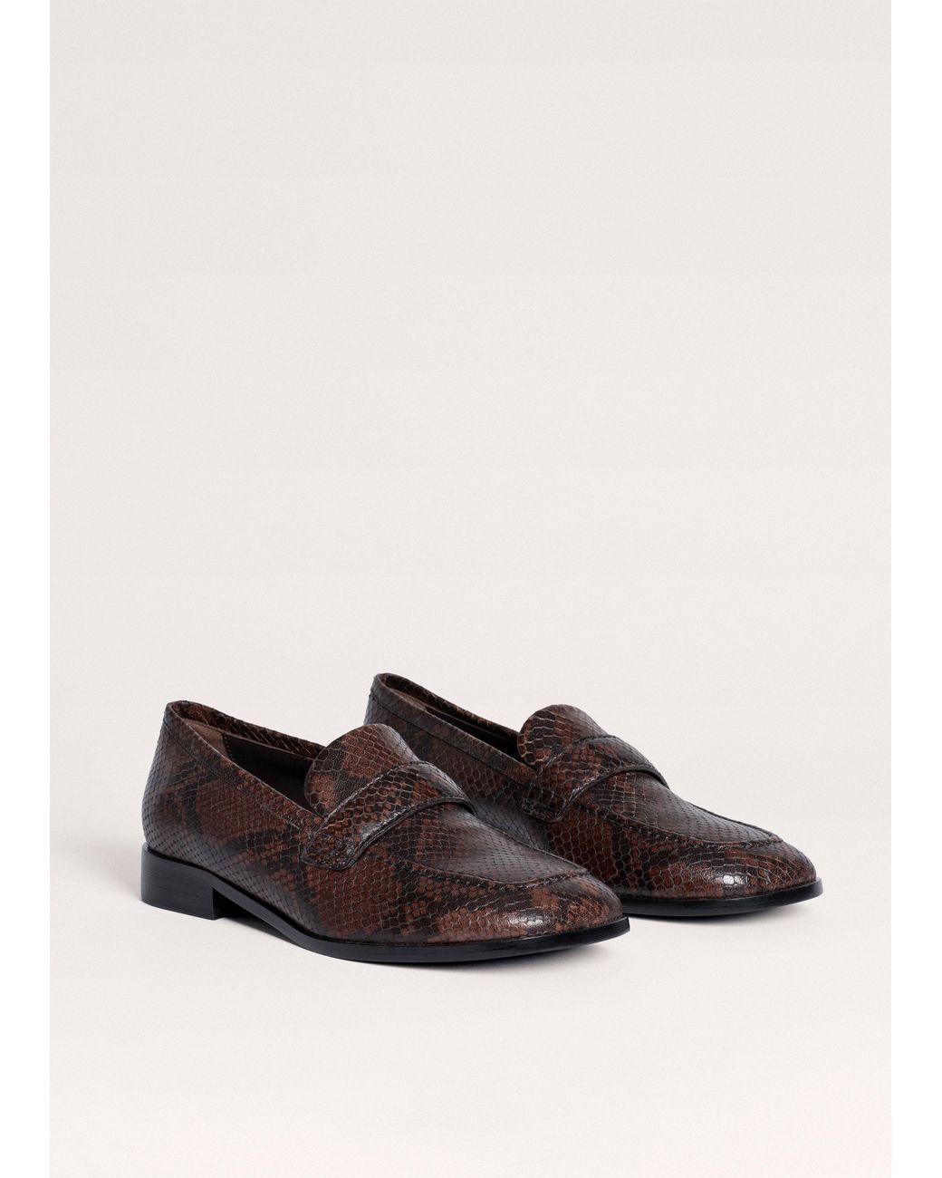 ME+EM White Square Toe Loafer Tan-Chocolate