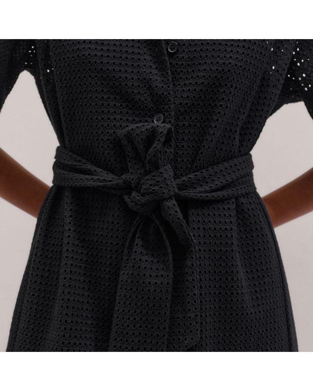 ME+EM Blue Broderie Anglaise Short Shirt Dress With Belt + Slip