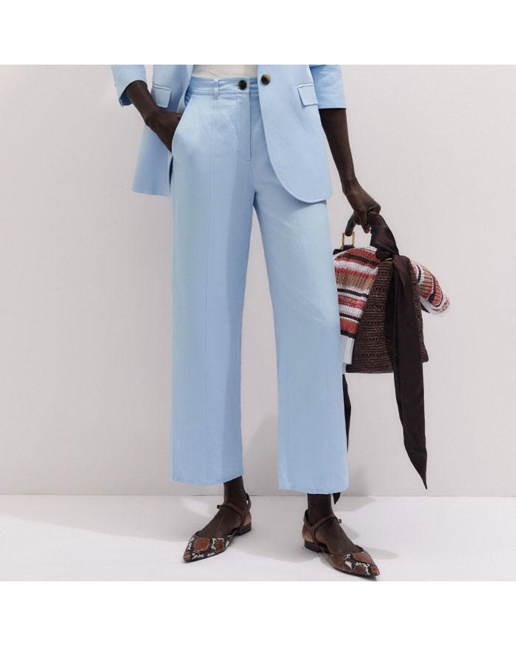 ME+EM Blue Sharp Shoulder Jacket