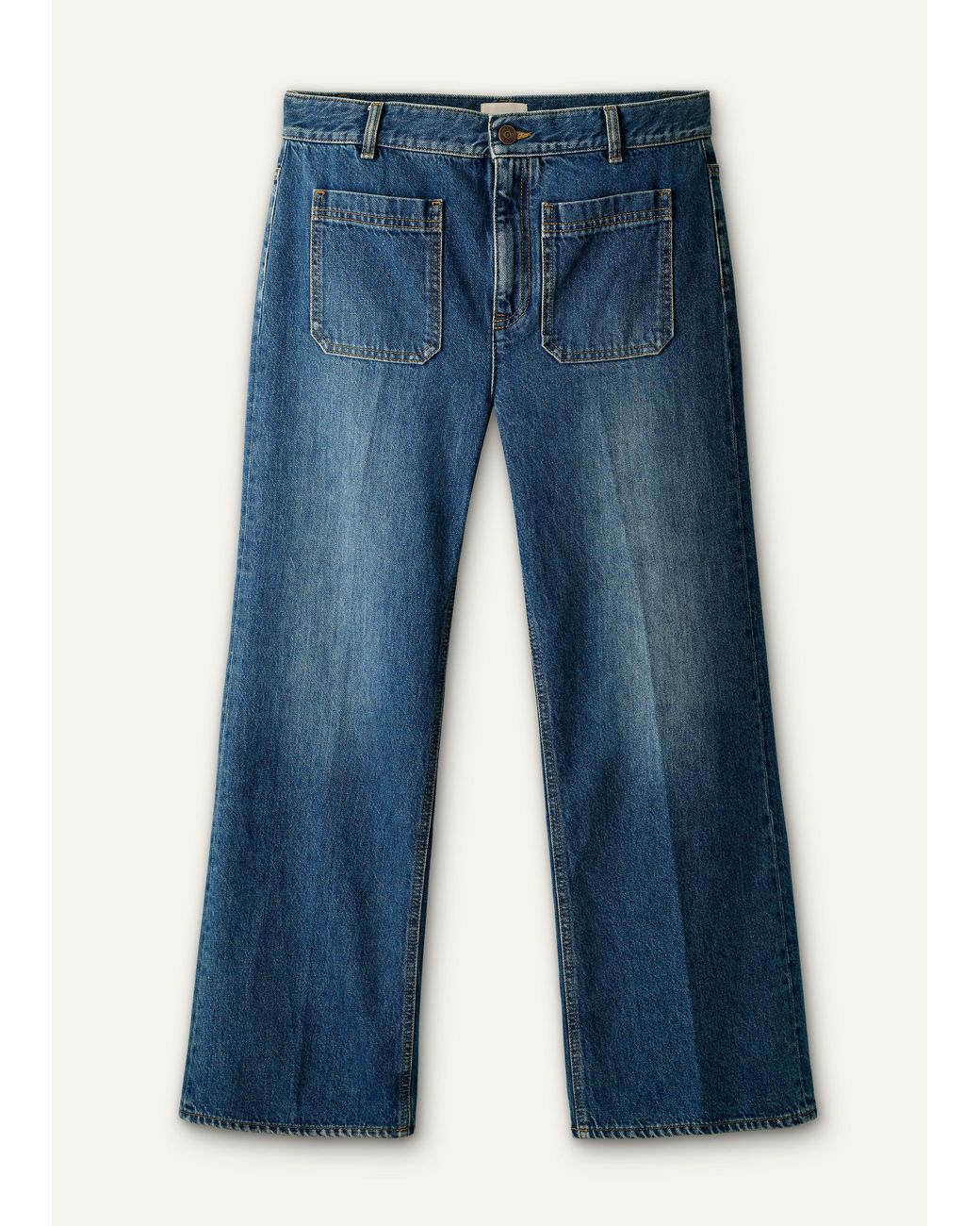 ME+EM Blue Cropped Kick Flare Jean