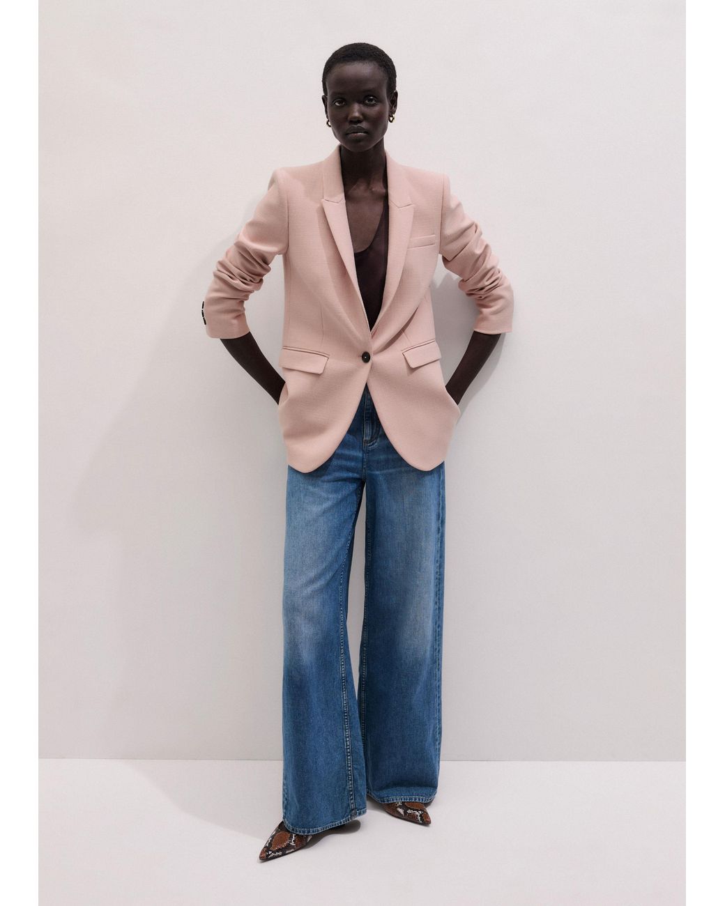 ME+EM Pink Sharp Shoulder Blazer