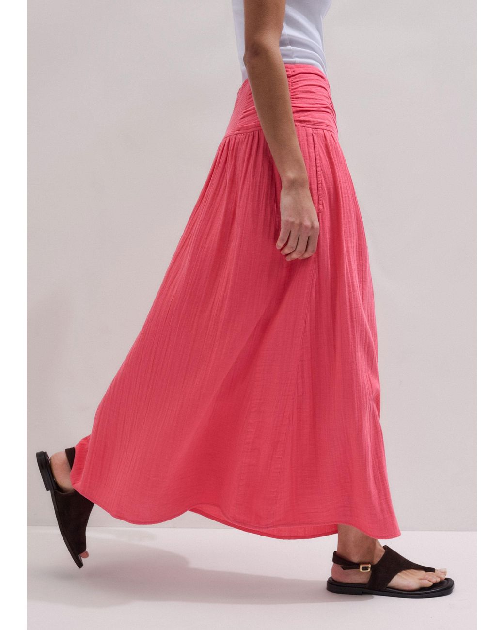 ME+EM Pink Cheesecloth Maxi Skirt